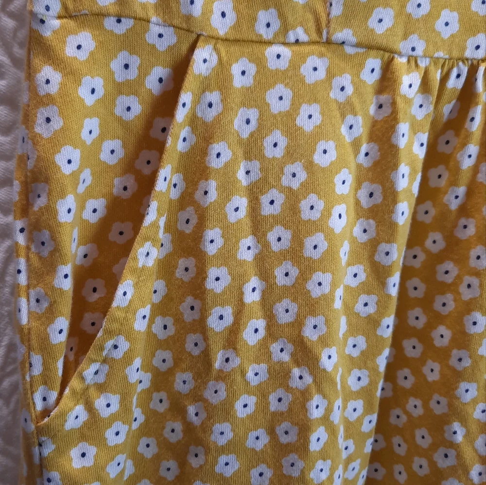 Boden Dress Womans 12 Yellow Floral Sleeveless Classic Preppy Pockets Spring